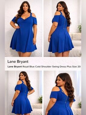 Lane Bryant Royal Blue Cold Shoulder Dress Plus Size 20 Flowy A-Line